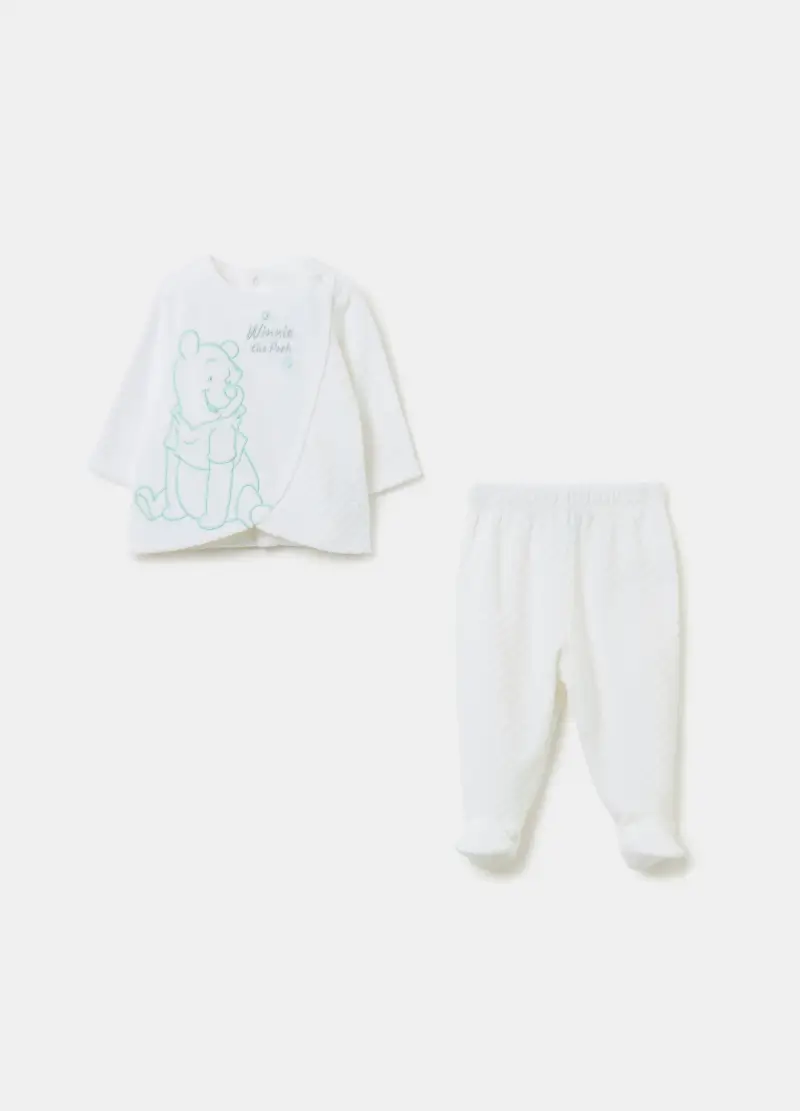 , Set In Velour Con Ricamo Winnie The Pooh, Neonata, Bianco