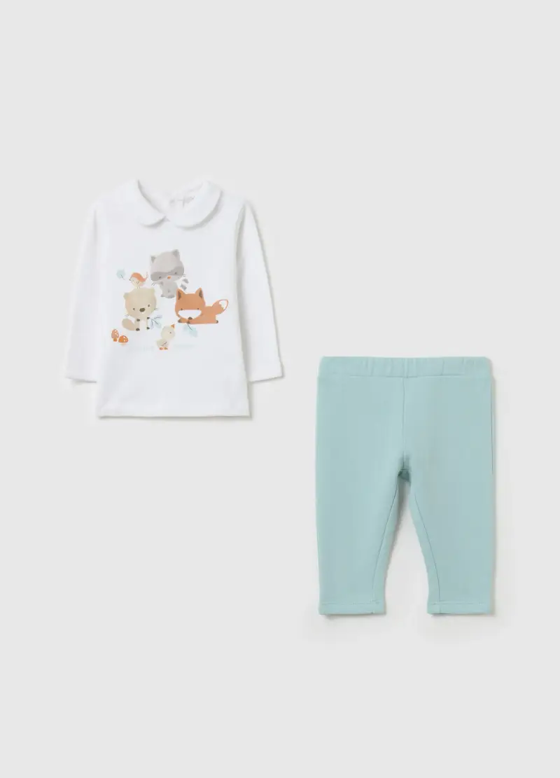 , Set T-shirt E Pantaloni In Cotone Bio, Neonato, Multicolor