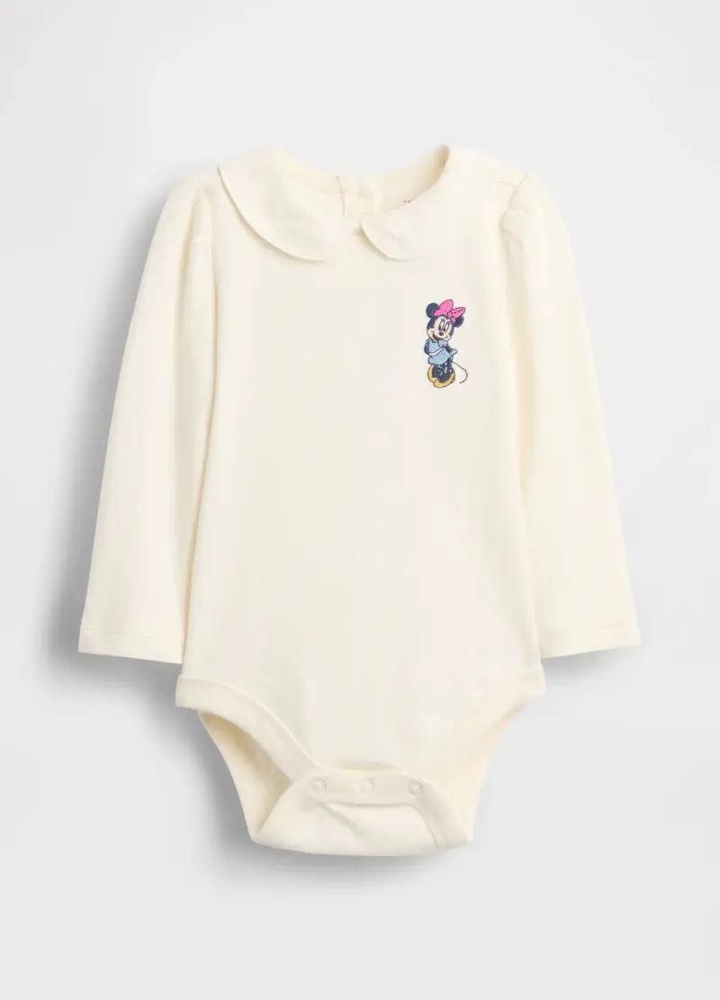 Body con colletto in cotone grafica Disney, Beige