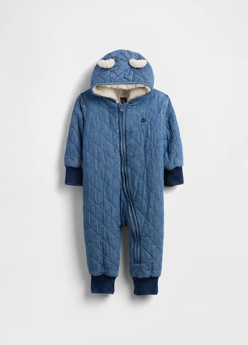 Tutina imbottita denim per neonati, Blu