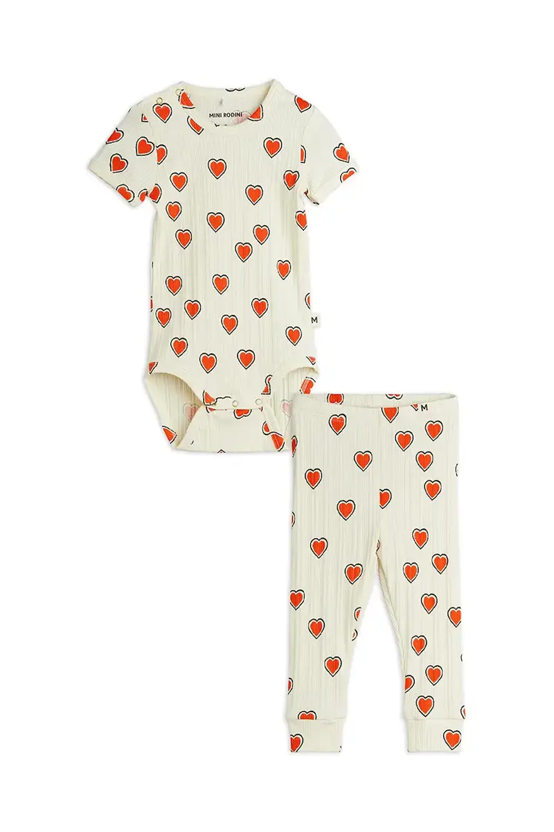 completo in cotone neonato/a Outlined hearts colore beige...