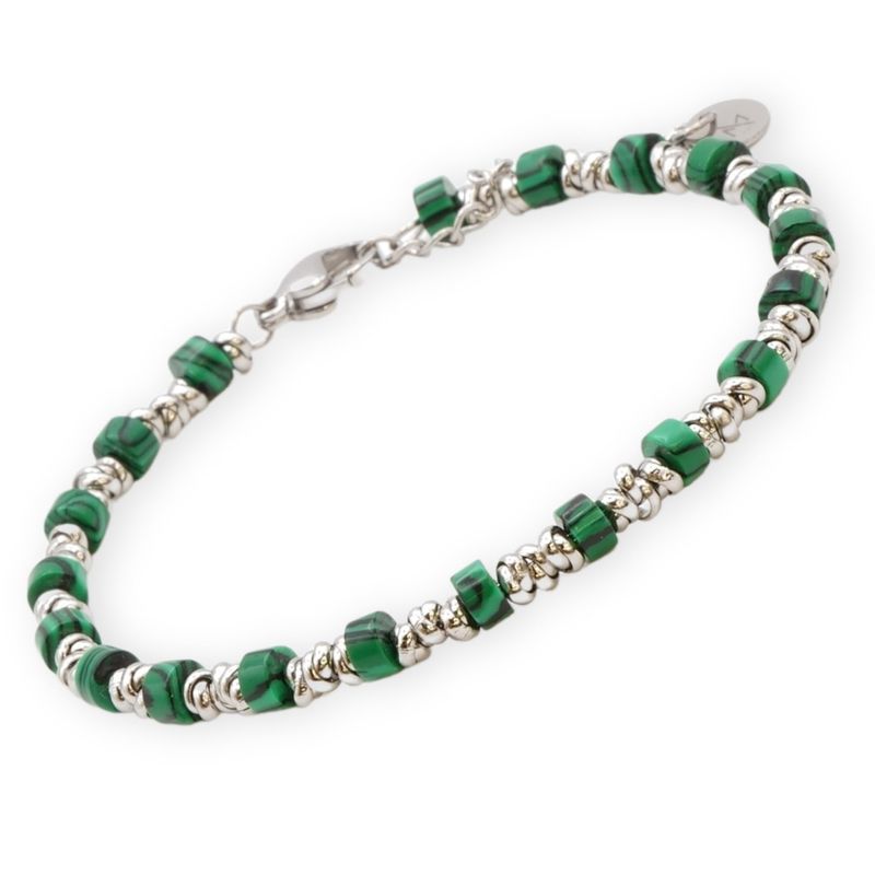 OMI® Bracciale Uomo Acciaio Pietre Naturali Multicolore