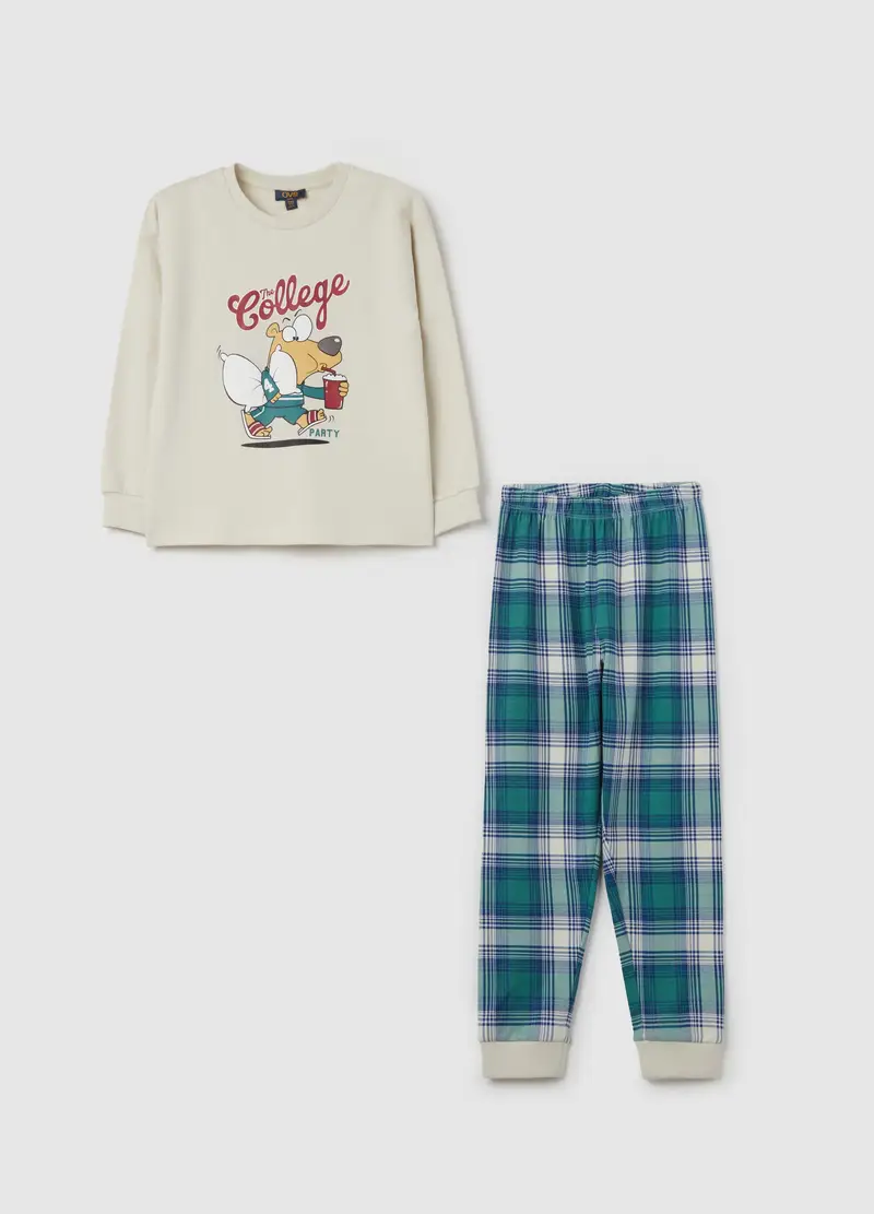 , Pigiama In Cotone Bio Stampa "the College Party",...