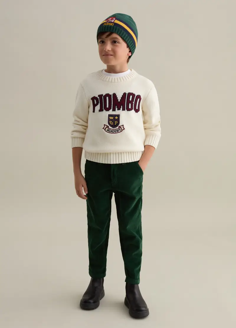 , Pantaloni Modello Worker In Corduroy, Bambino, Verde