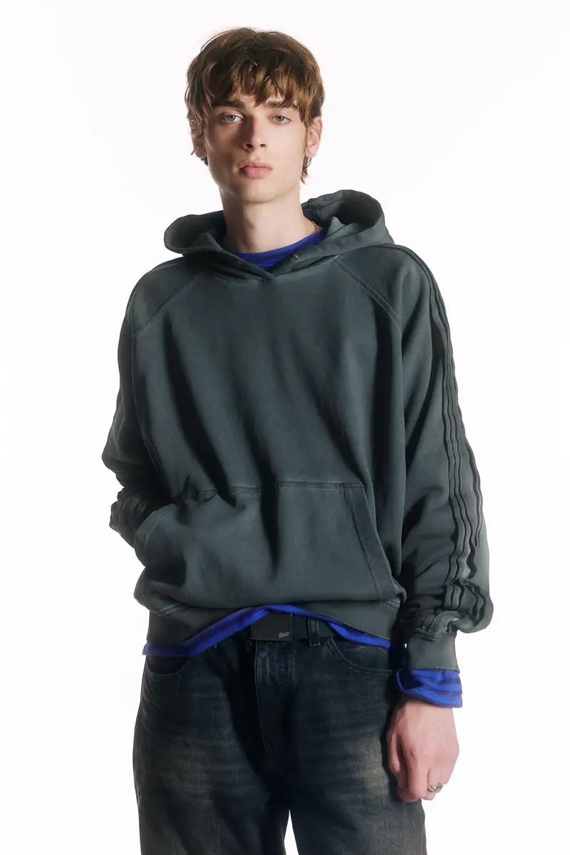 Felpa Cappuccio Finitura Lavata Grigio antracite