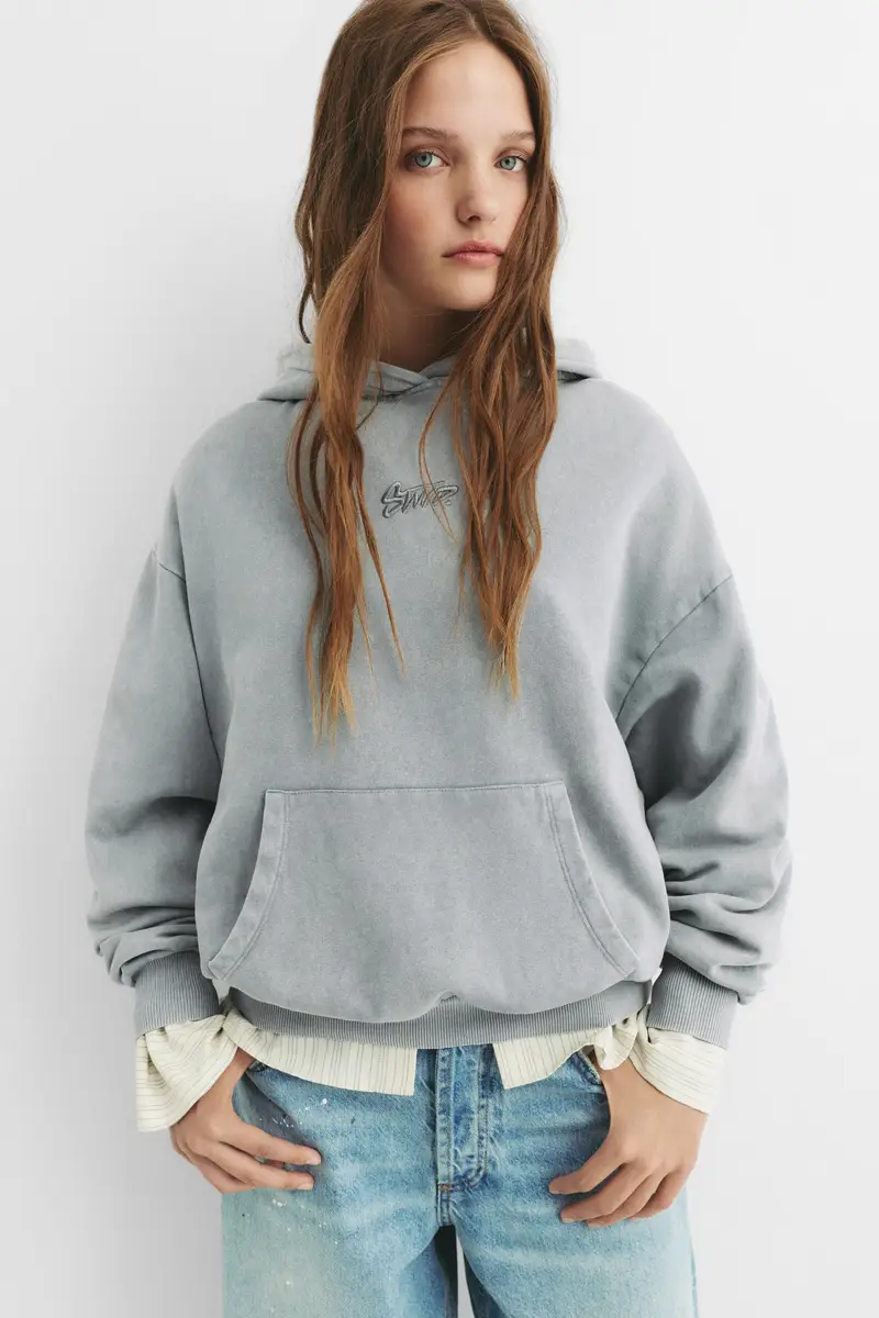 Felpa Con Cappuccio Stwd A Stella Grigio azzurrato