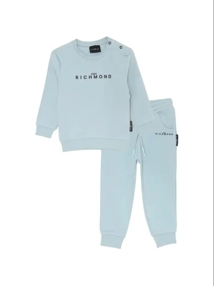 set celeste neonata felpa e pantalone in cotone logo a...