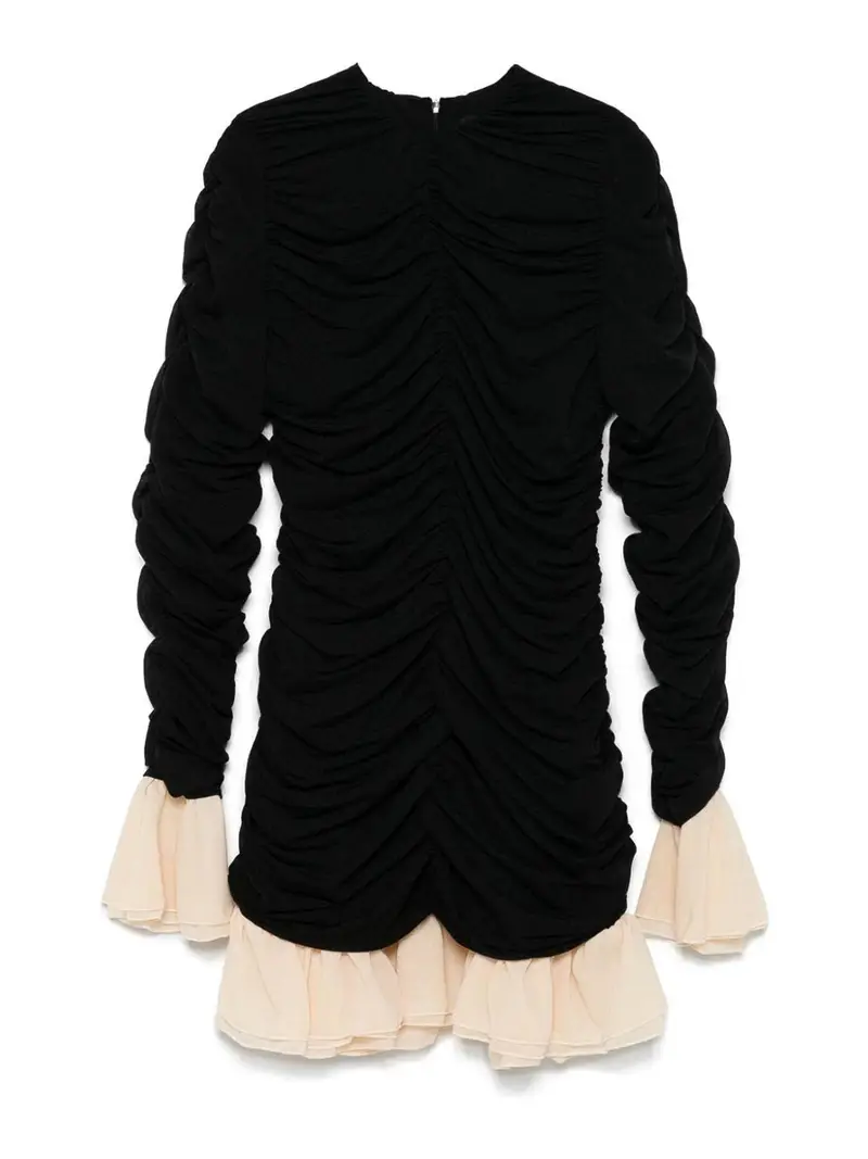 Vestito Corto Con Ruches Nero