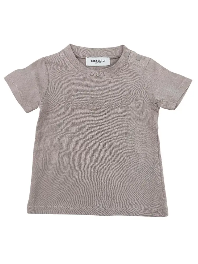 tshirt tortora neonata logo sul davanti