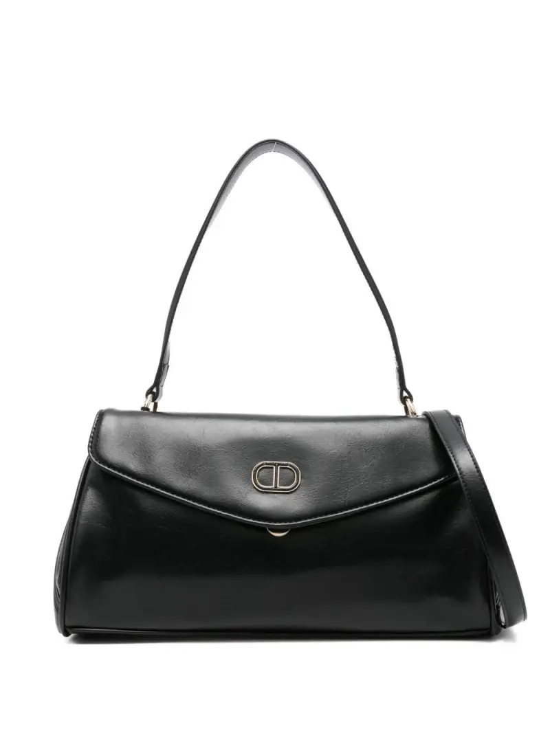 Borsa tote nera con fermaglio Nero