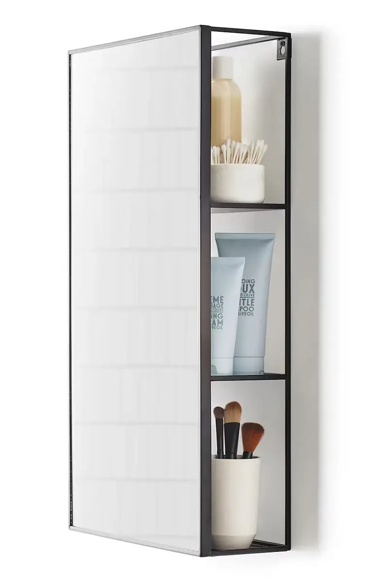 mensola da bagno con specchio Cubiko colore nero